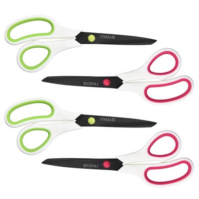 8 Inch Office Scissors Set 4 Pack Scissors Set With Soft Grip Handles & Titanium Sharp Blades Perfect For Cutting Paper Fabric