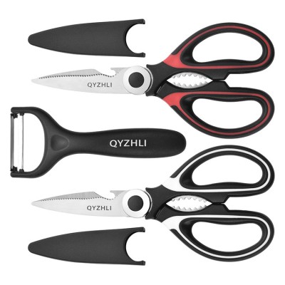 3 Pack Heavy Duty Kitchen Shears Premium Ultra Sharp Scissors Utility Kitchen Scissors Set Poultry Shears With Peeler