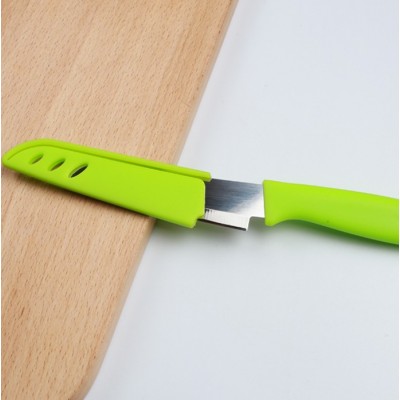 Portative Colourful Plastic Handle Fruit Knife with Cover Vegetable Knife