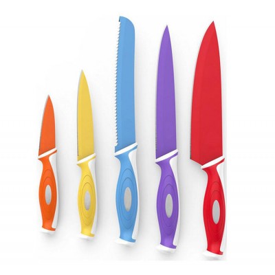 Amazon Best Sale Colourful Knife Set 5 Kitchen Knives With Covers